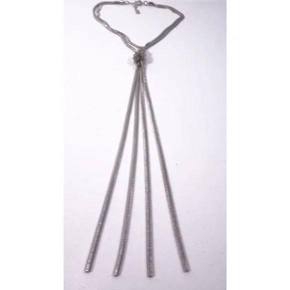 Nordstrom Something Navy Women's Silver Double Snake Y Necklace NWOT 68 - Picture 2 of 6